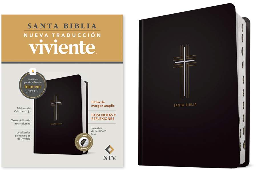 Biblia De Margen Amplio NTV Con Filament, Cruz, Con Indice