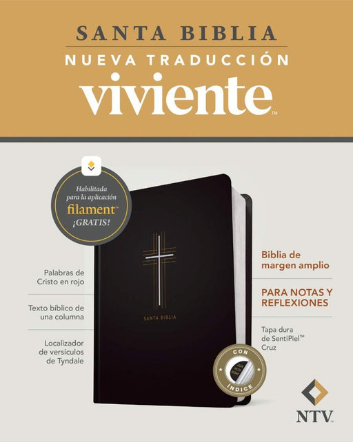 Biblia De Margen Amplio NTV Con Filament, Cruz, Con Indice