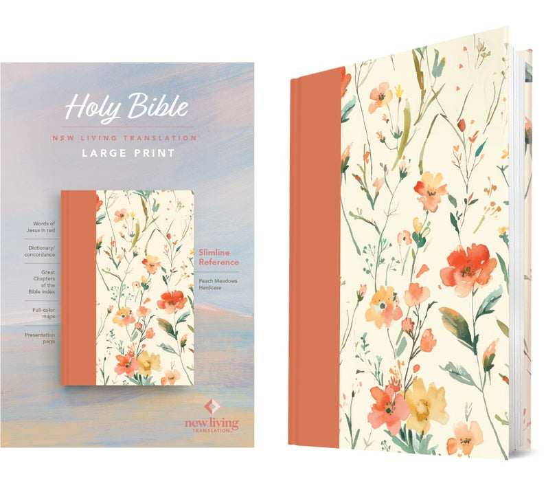 NLT Large Print Slimline Reference Bible, Peach Meadows