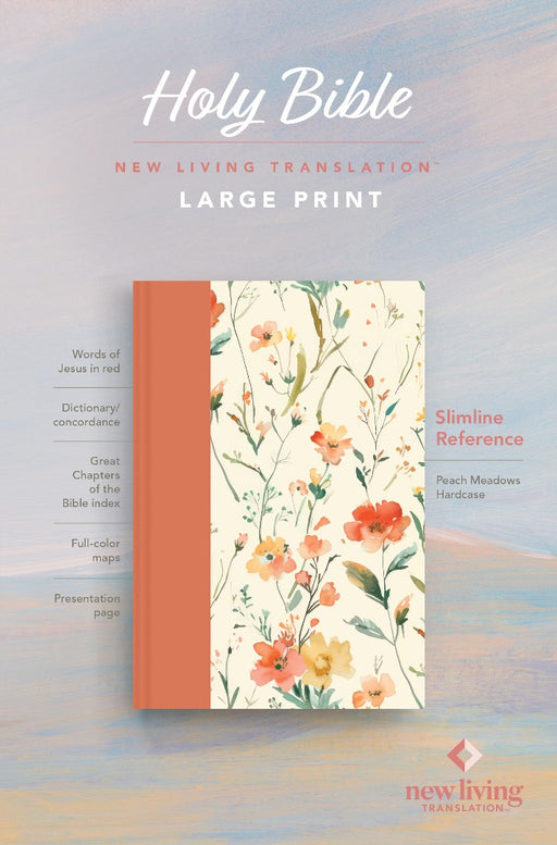 NLT Large Print Slimline Reference Bible, Peach Meadows