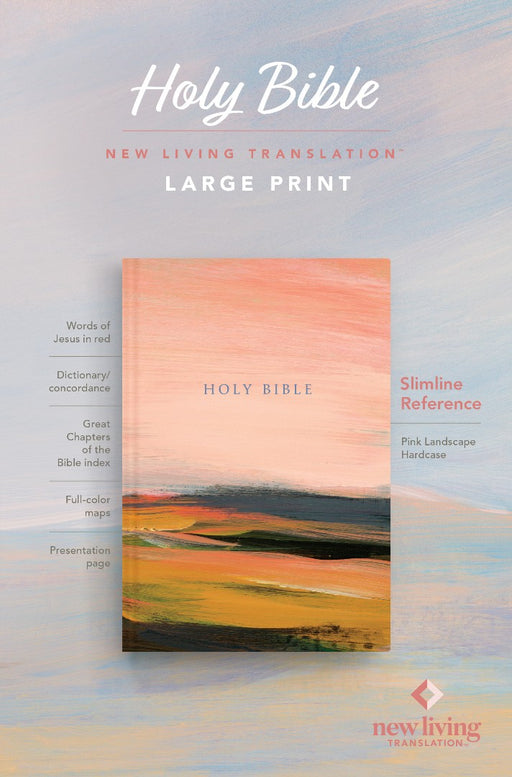 NLT Large Print Slimline Reference Bible, Pink Landscape