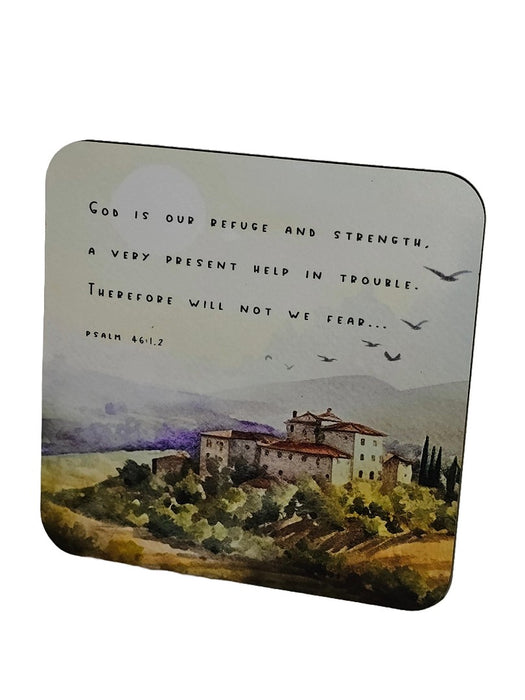 Bible Coaster - God Is Our Refuge And Strength Italian Scene