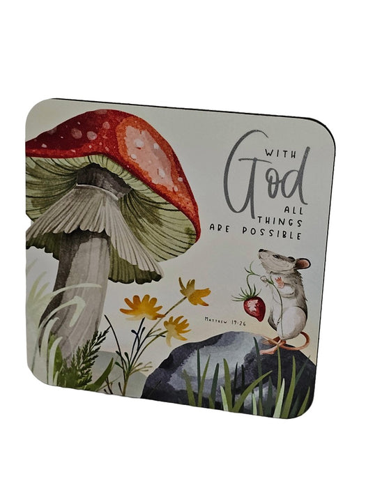 Bible Coaster - With God All Things Are Possible Mouse And S