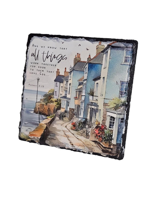 Bible Slate - All Things Work Together - Seaside Houses
