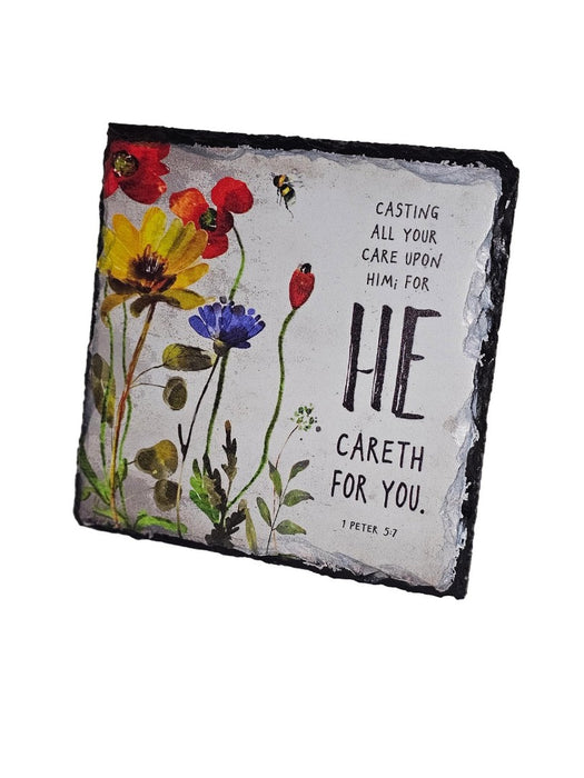 Bible Slate - Casting All Your Care Upon Him - Poppy And But