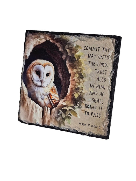 Bible Slate - Commit Thy Way Unto The Lord - Owl
