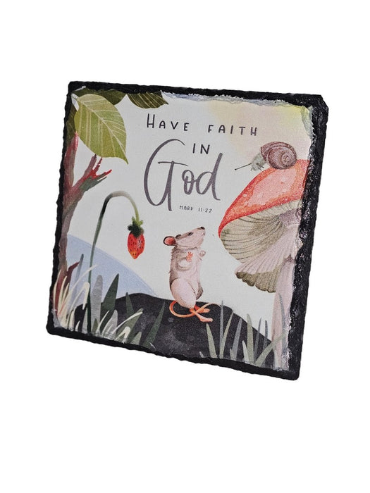 Bible Slate - Have Faith In God Snail And Mouse