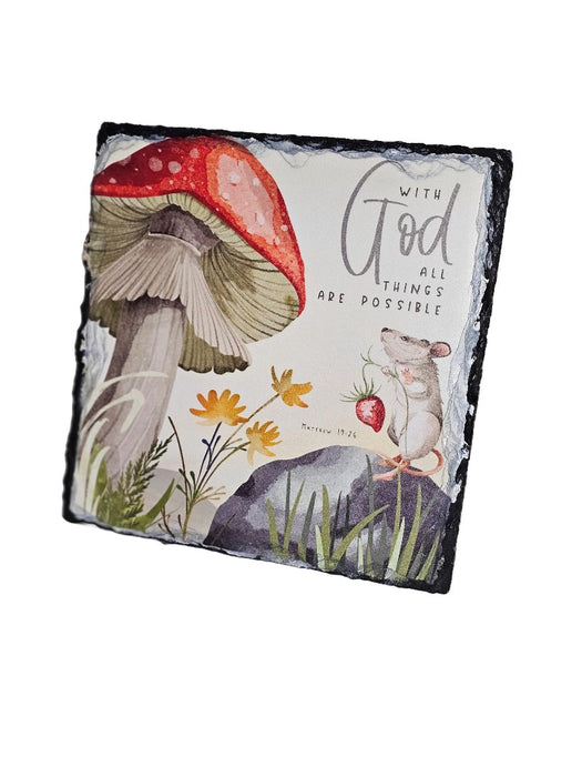Bible Slate - With God All Things Are Possible Mouse And Str