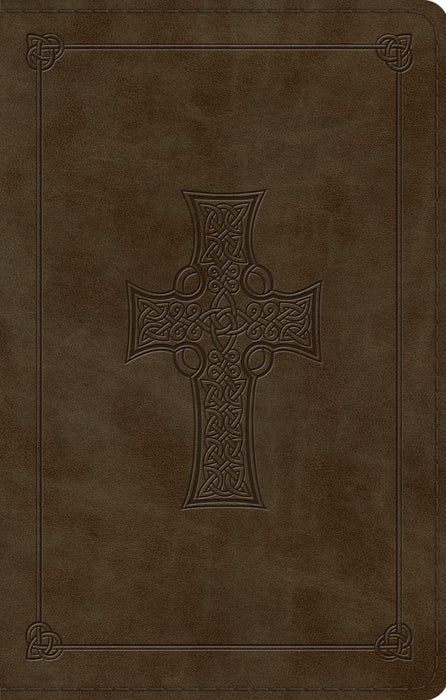 ESV Large Print Value Thinline Bible, Olive, Celtic Cross