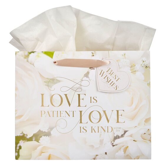 Love White Rose Large Landscape Gift Bag