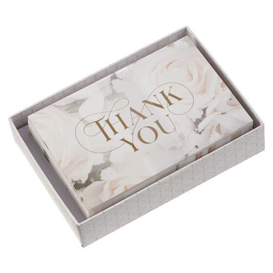 Boxed Cards Thank You White Roses