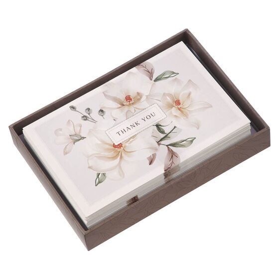Boxed Cards Thank You White Floral