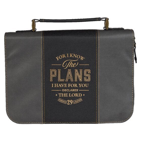 Bible Cover Classic Two-Tone Black/Gray I Know The Plans Jer