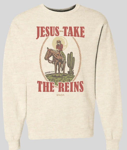 Jesus Take the Reins Crew Fleece Medium