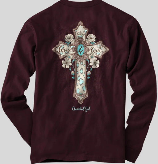 Turquoise Cross Long Sleeve Tee XL