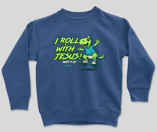 Dino Skateboard Kids Crew Fleece Large