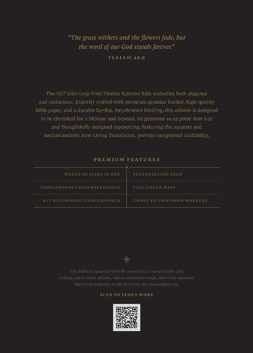 NLT Select Large Print Thinline Reference Bible, Black