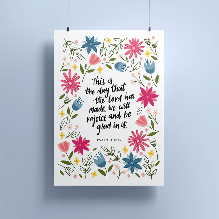 Psalm 118: 24 - Floral A5 Print