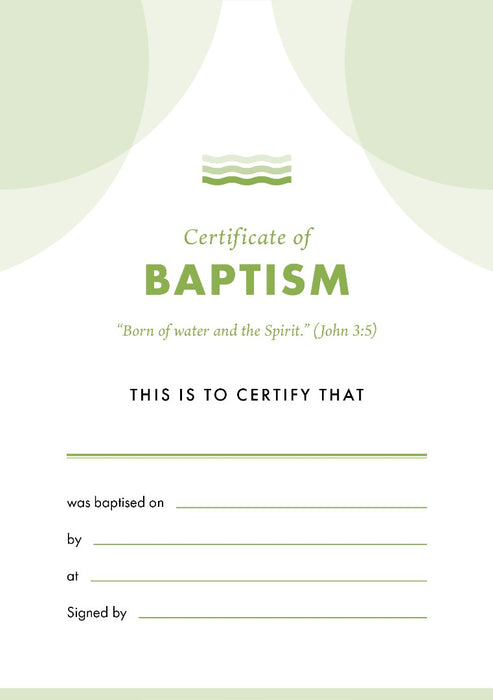 ETC Baptism Certificate A5 Portrait (pack of 10)
