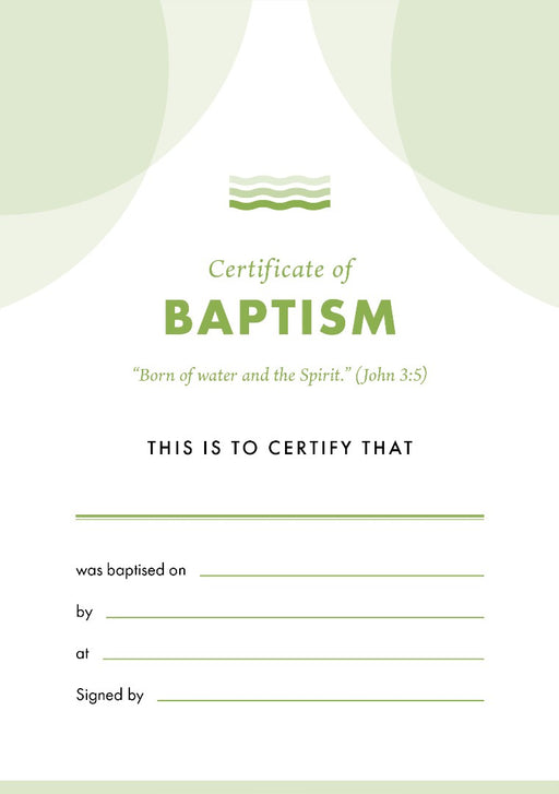 ETC Baptism Certificate A5 Portrait (pack of 10)
