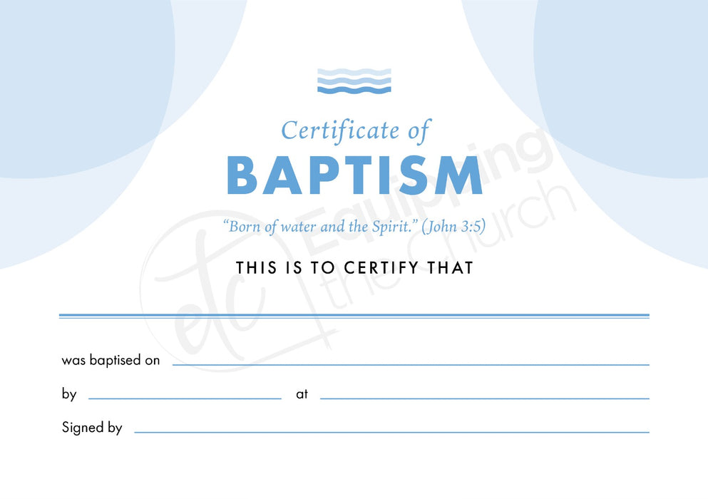 ETC Baptism Certificate A5 Landscape (pack of 10)