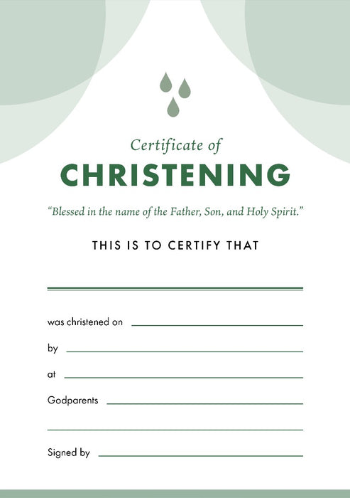 ETC Christening Certificate A5 Portrait