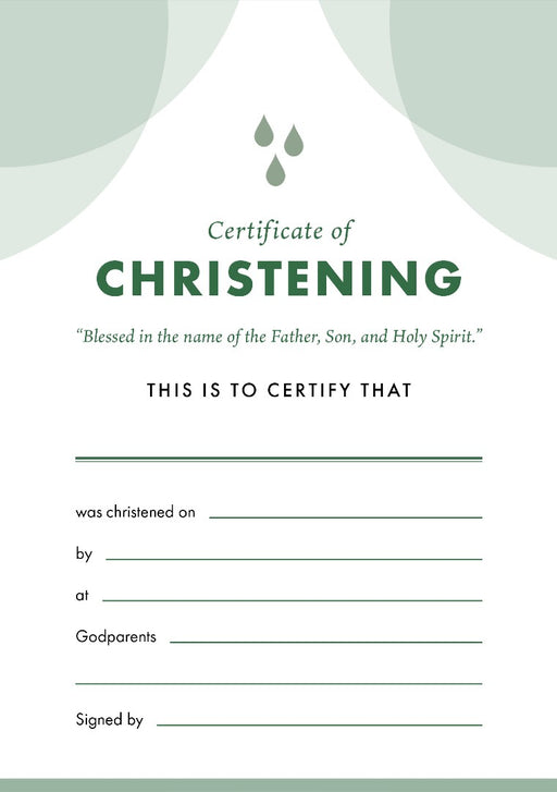 ETC Christening Certificate A5 Portrait