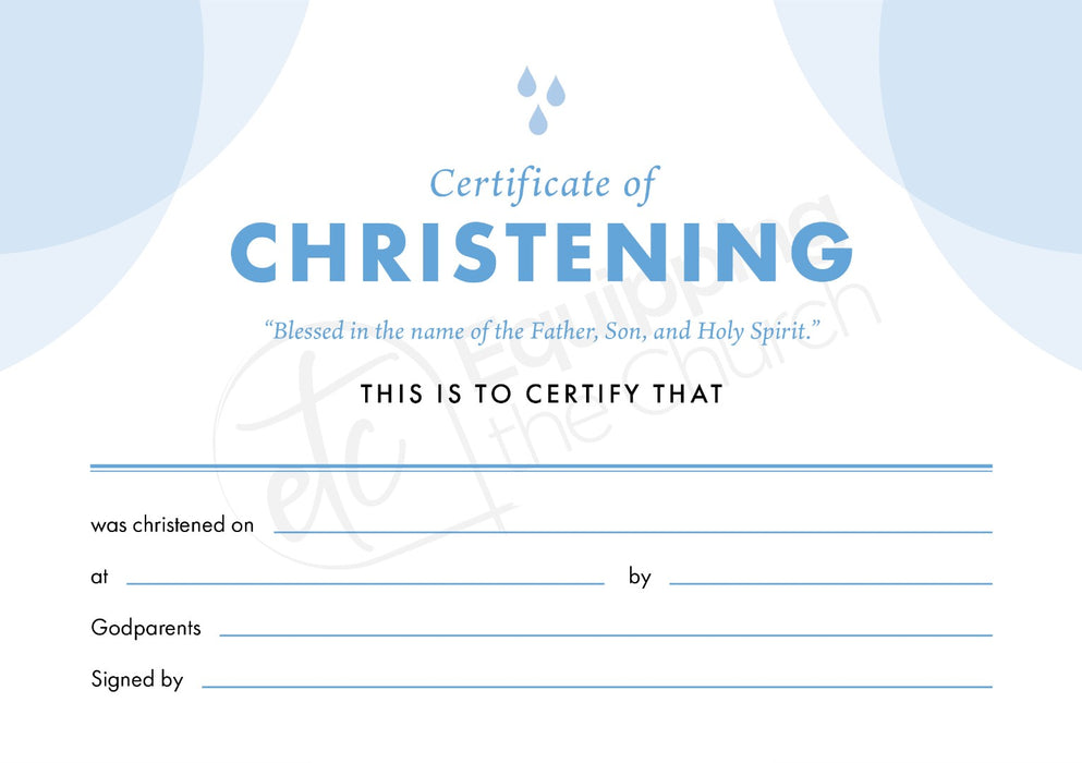ETC Christening Certificate A5 Landscape (pack of 10)