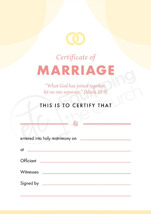 ETC Marriage Certificate A4 Portrait (pack of 10)