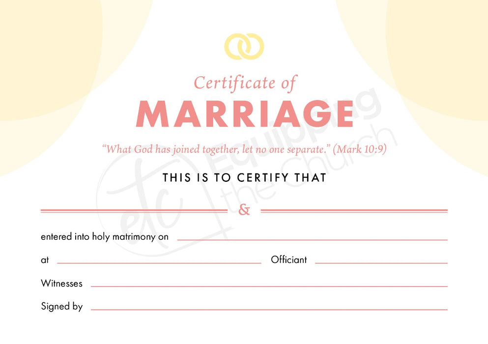 ETC Marriage Certificate A4 Landscape (pack of 10)