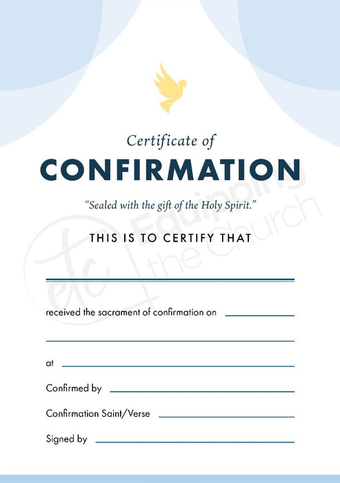ETC Confirmation Certificate A4 Portrait (pack of 10)