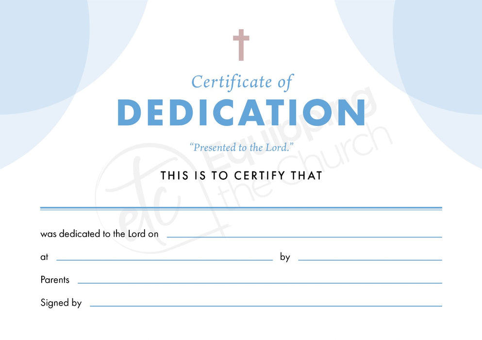 ETC Dedication Certificate A5 Landscape (pack of 10)