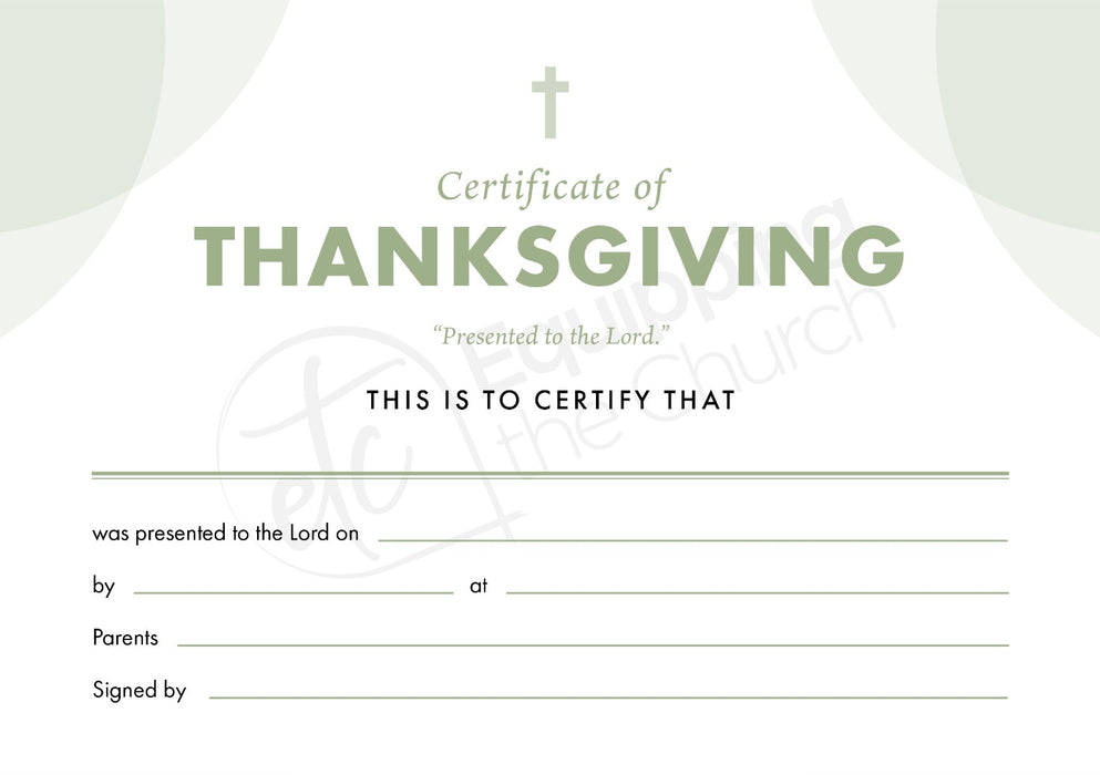 ETC Thanksgiving Certificate A5 Landscape (pack of 10)