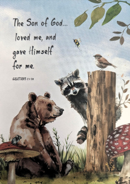 The Son of God Loved Me (Racoon) Bible Card