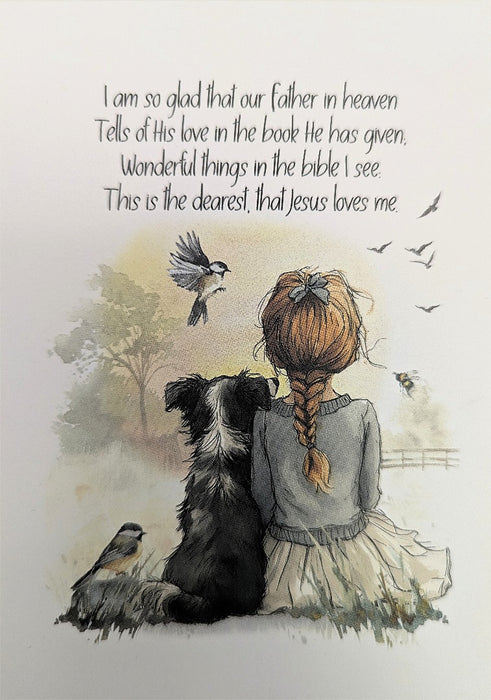 Our Father in Heaven (Girl & Dog) Bible Card