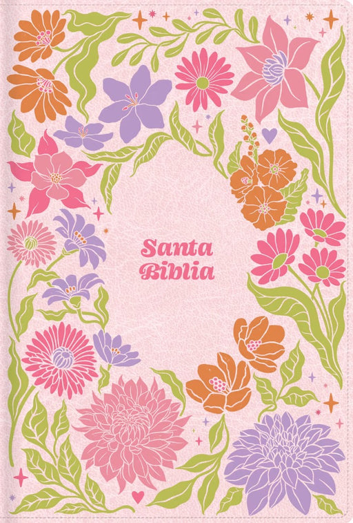 RVR 1960 Biblia Letra Grande, Tamaño Manual, Rosa Jardín
