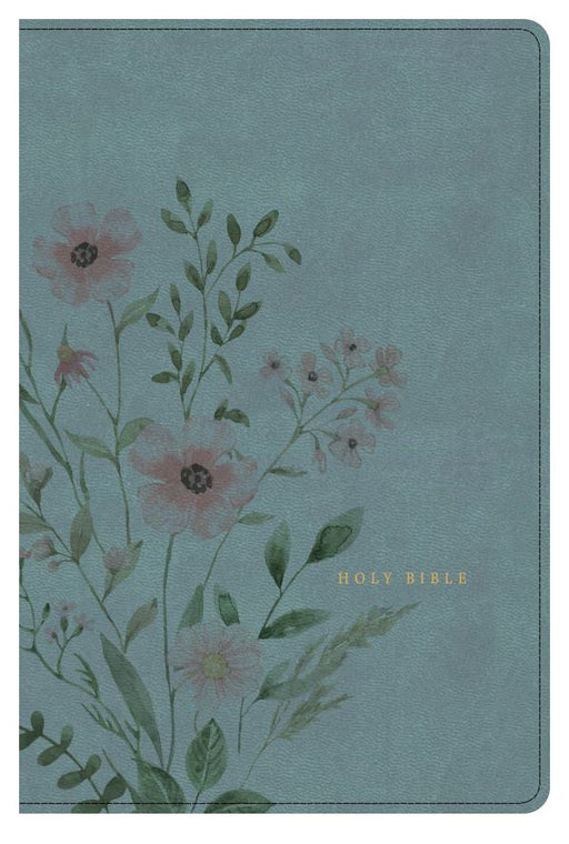 KJV Large Print Thinline Bible, Teal/Floral Leathertouch