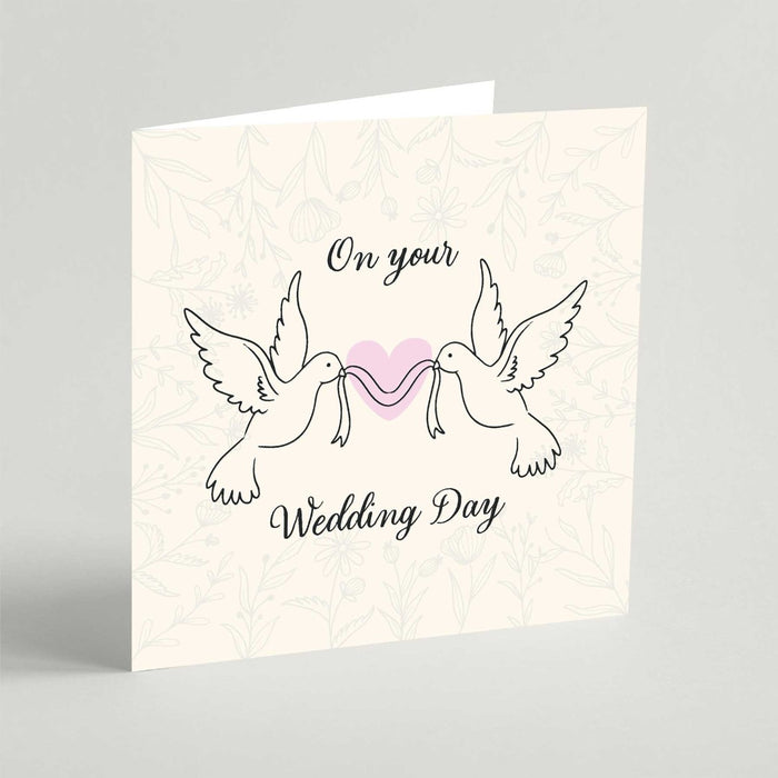 On Your Wedding Day Doves Square Card