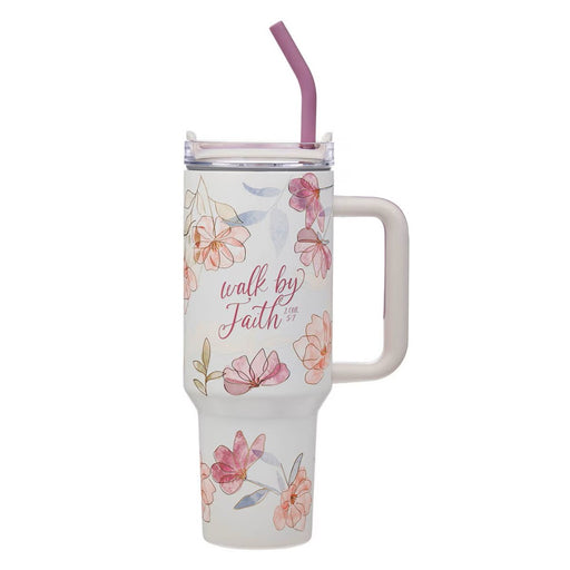Walk by Faith 40 oz Stainless Steel Tumbler with Straw