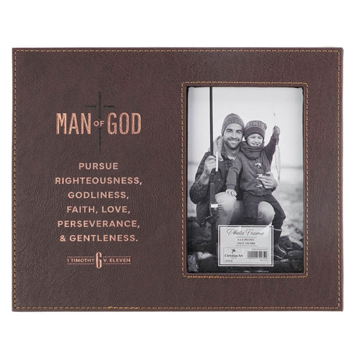 Man of God Brown Faux Leather Photo Frame