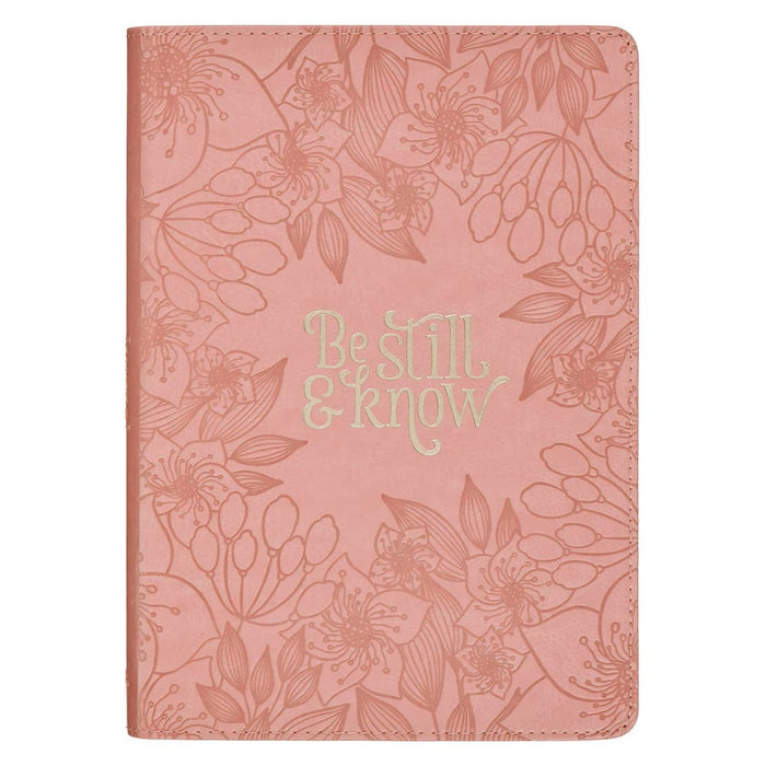 Be Still and Know Pink Floral Faux Leather Classic Journal