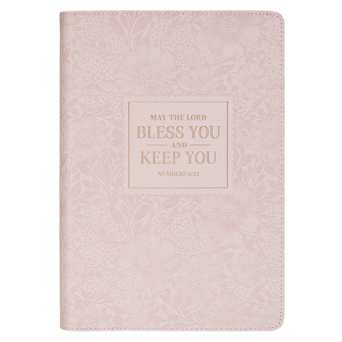 Bless and Keep You Blush Bloom Faux Leather Classic Journal