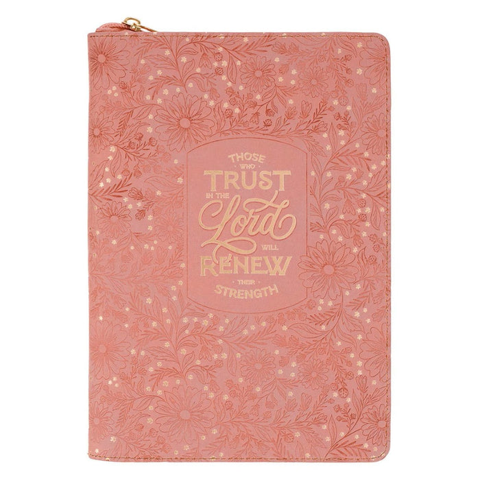 Trust Pink Floral Classic Journal with Zipper Closure