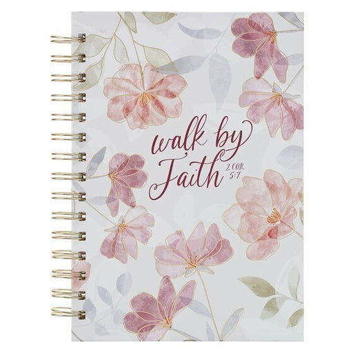 Walk By Faith Pink Cosmos Spiral Journal