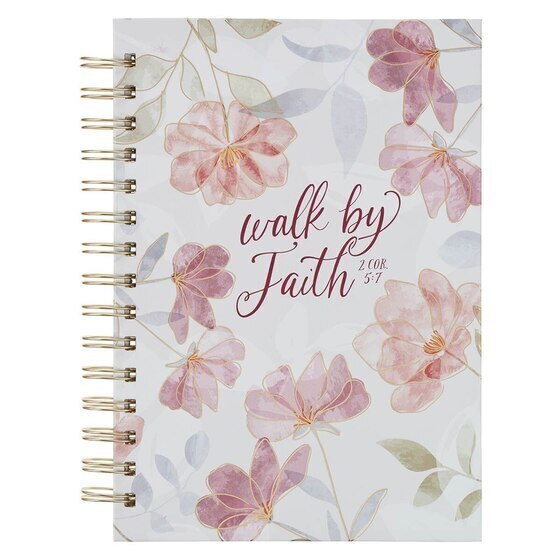 Walk By Faith Pink Cosmos Spiral Journal