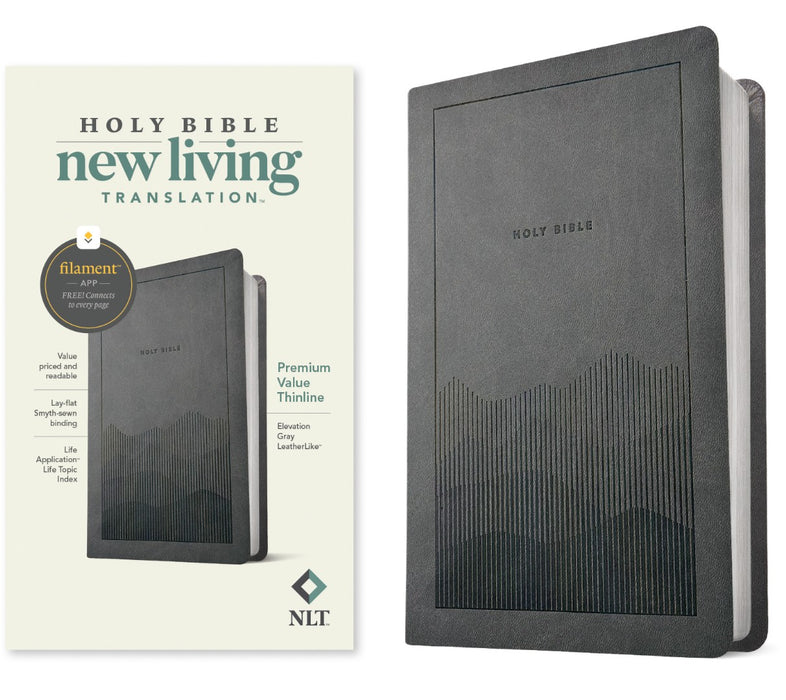 NLT Premium Value Thinline Bible, Filament Enabled, Gray