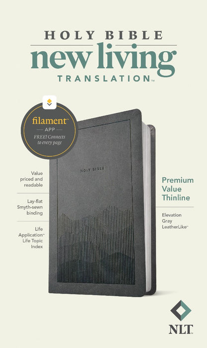 NLT Premium Value Thinline Bible, Filament Enabled, Gray