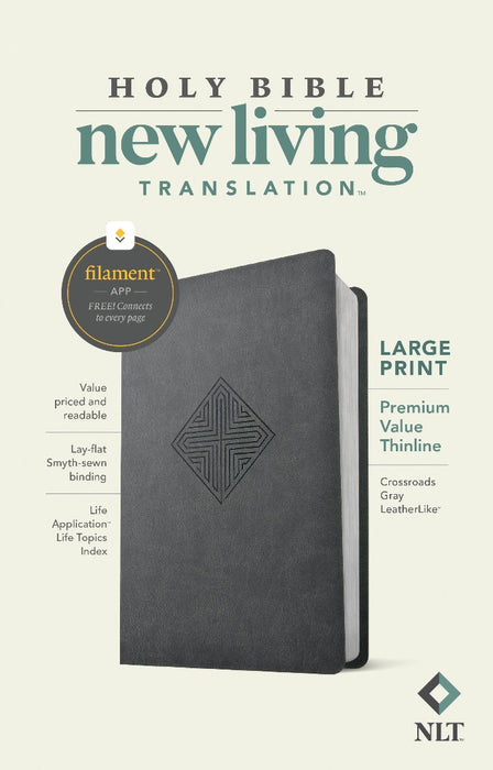 NLT Large Print Premium Value Thinline Bible, Gray