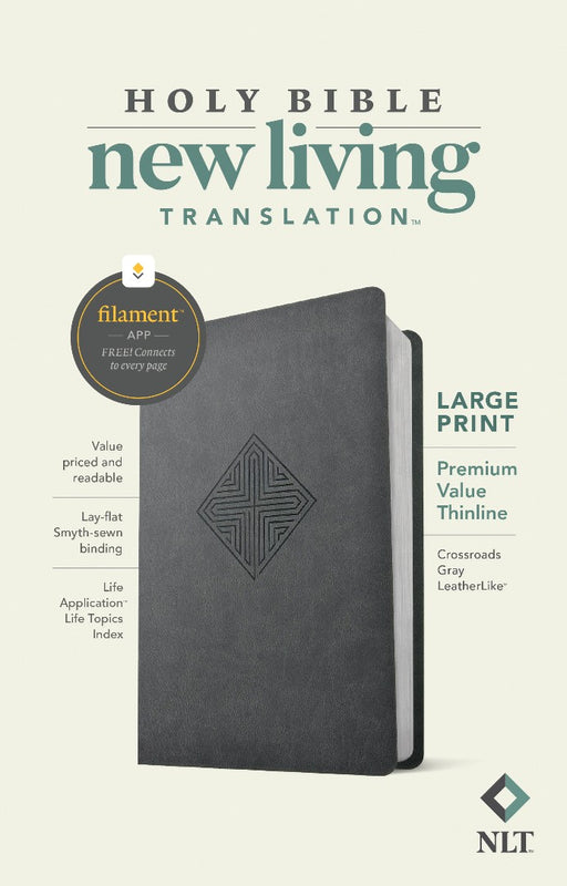 NLT Large Print Premium Value Thinline Bible, Gray