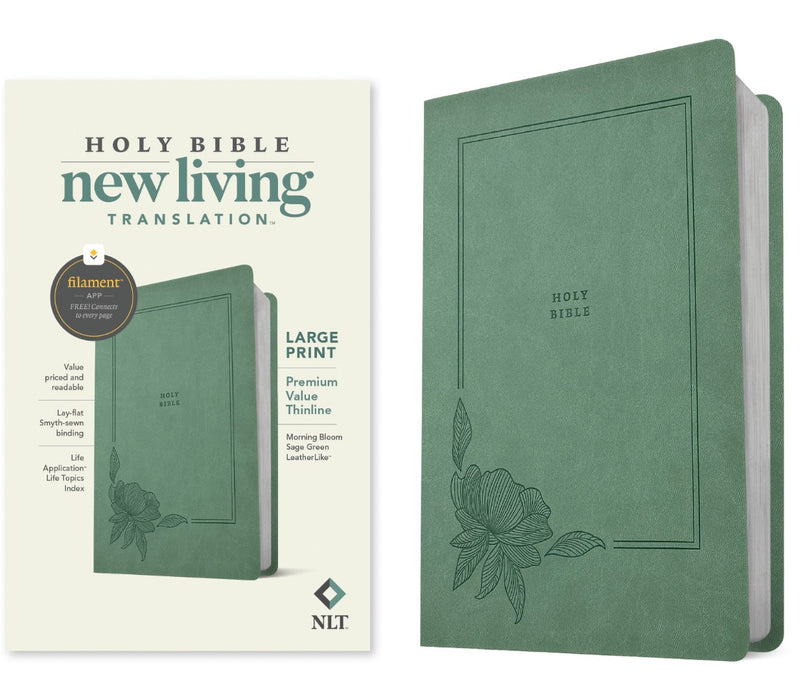 NLT Large Print Premium Value Thinline Bible, Sage Green